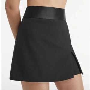 Zara Black Satin Trim A Line Mini Skirt Skort Size Medium NWT